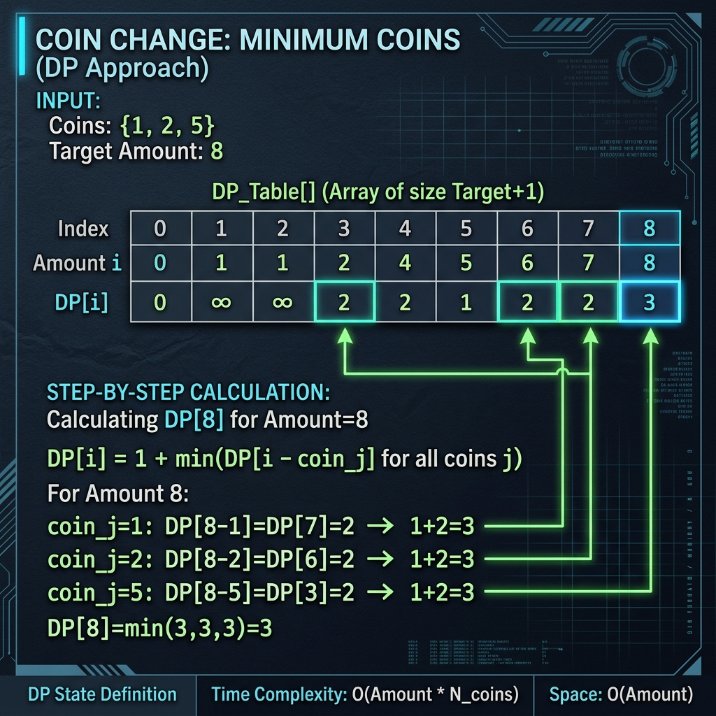 Illustration of Coin Change subproblem grid in Java