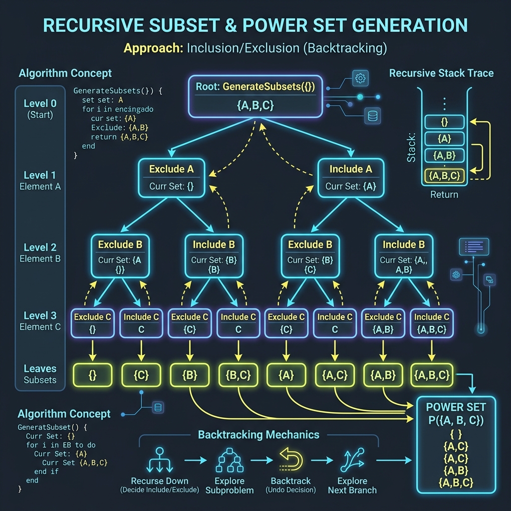 Illustration of Subsets backtracking recursion tree in Java